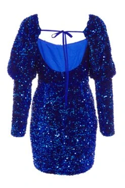 Royal Blue Sequin Bodycon Mini Dress 10 Royal Blue Sequin Bodycon Mini Dress -Women Clothing Sales Store 00100036203 ZB