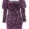 Pink Sequin Bodycon Mini Dress -Women Clothing Sales Store 00100036204 ZM