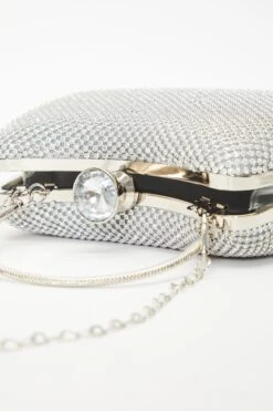 Silver Diamante Jewel Box Bag -Women Clothing Sales Store 00100036234 XS