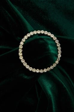 Bottle Green Velvet Diamante Halter Neck Dress -Women Clothing Sales Store 00100036274 ZS