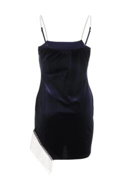 Blue Velvet Diamante Trim Mini Dress 10 Blue Velvet Diamante Trim Mini Dress -Women Clothing Sales Store 00100036275 ZB
