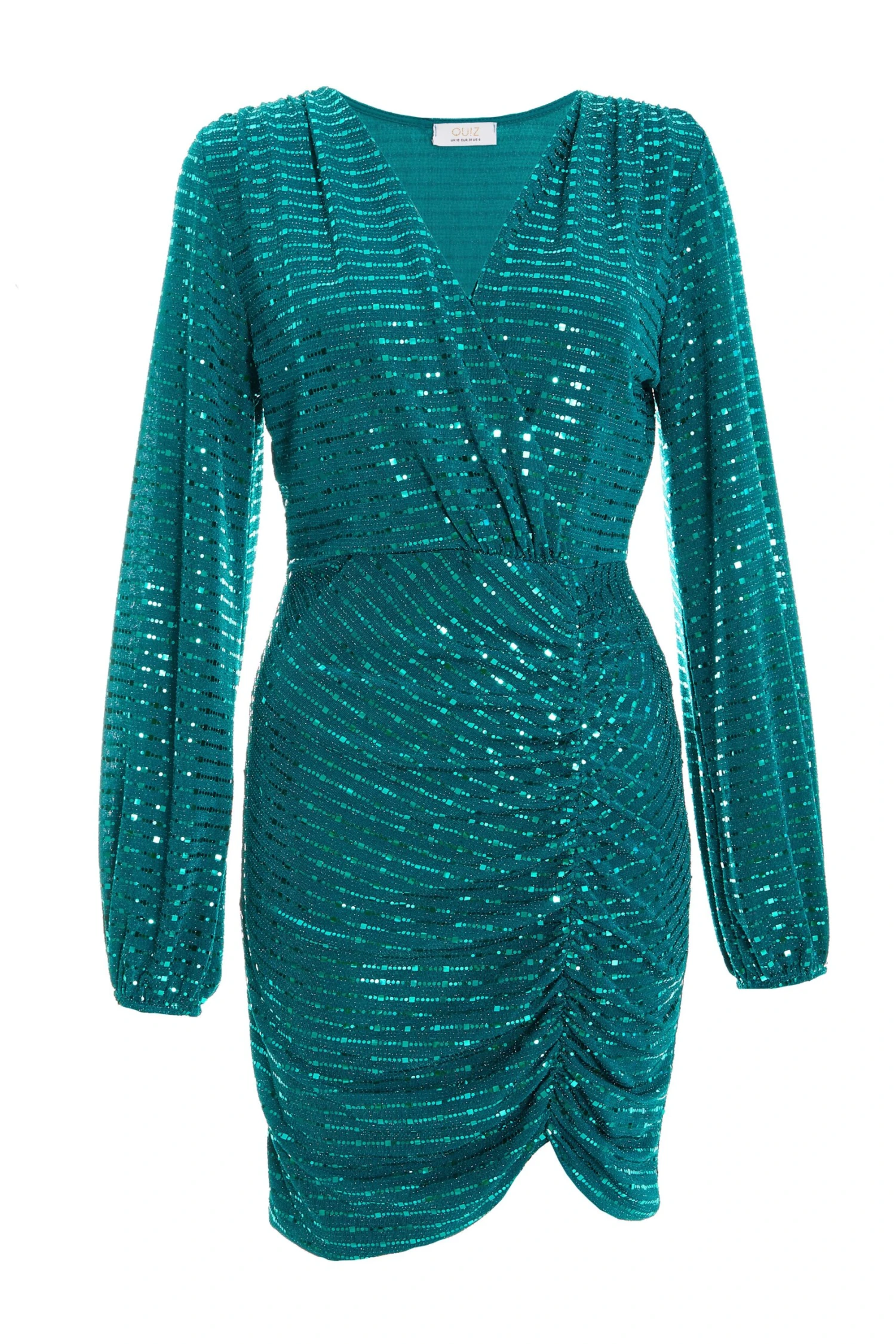 Teal Sequin Ruched Bodycon Mini Dress 1 Teal Sequin Ruched Bodycon Mini Dress