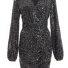 Black Sequin Ruched Bodycon Mini Dress 12 Black Sequin Ruched Bodycon Mini Dress -Women Clothing Sales Store 00100036283 ZM