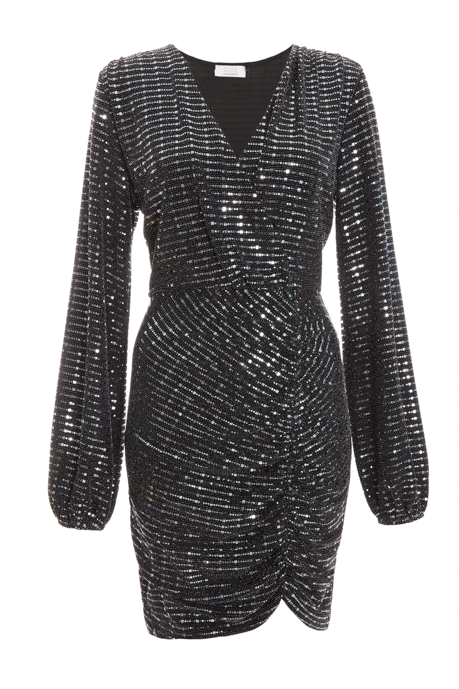 Black Sequin Ruched Bodycon Mini Dress 1 Black Sequin Ruched Bodycon Mini Dress