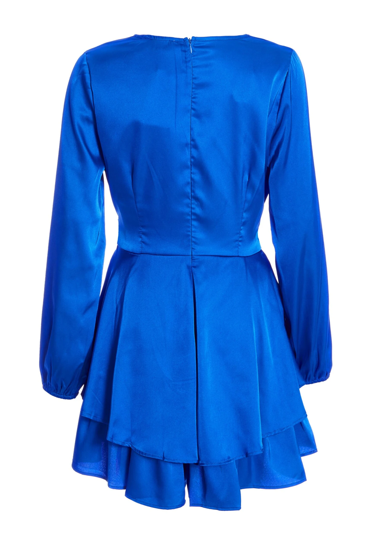 Royal Blue Satin Wrap Playsuit 5 Royal Blue Satin Wrap Playsuit - Image 5