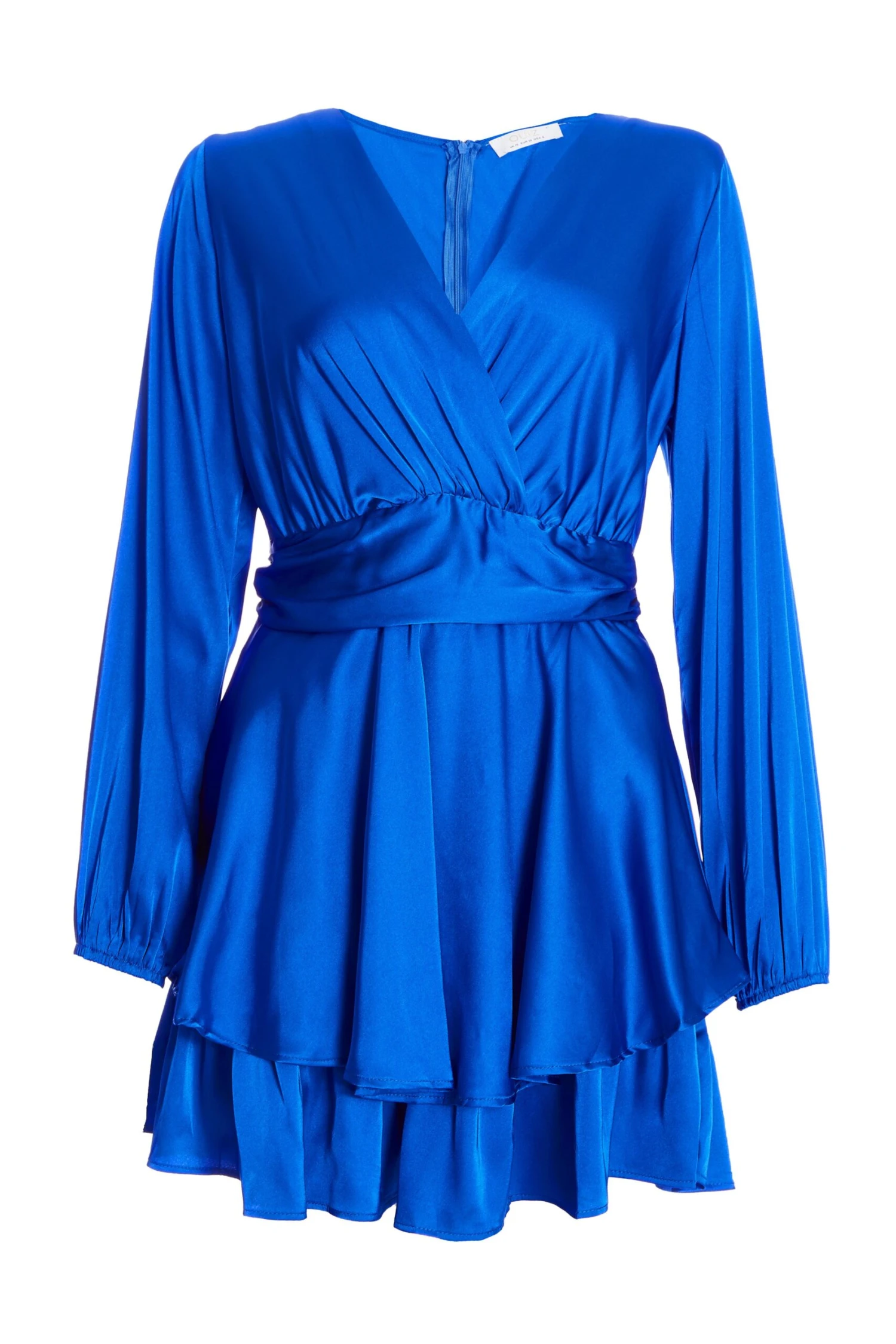 Royal Blue Satin Wrap Playsuit 1 Royal Blue Satin Wrap Playsuit