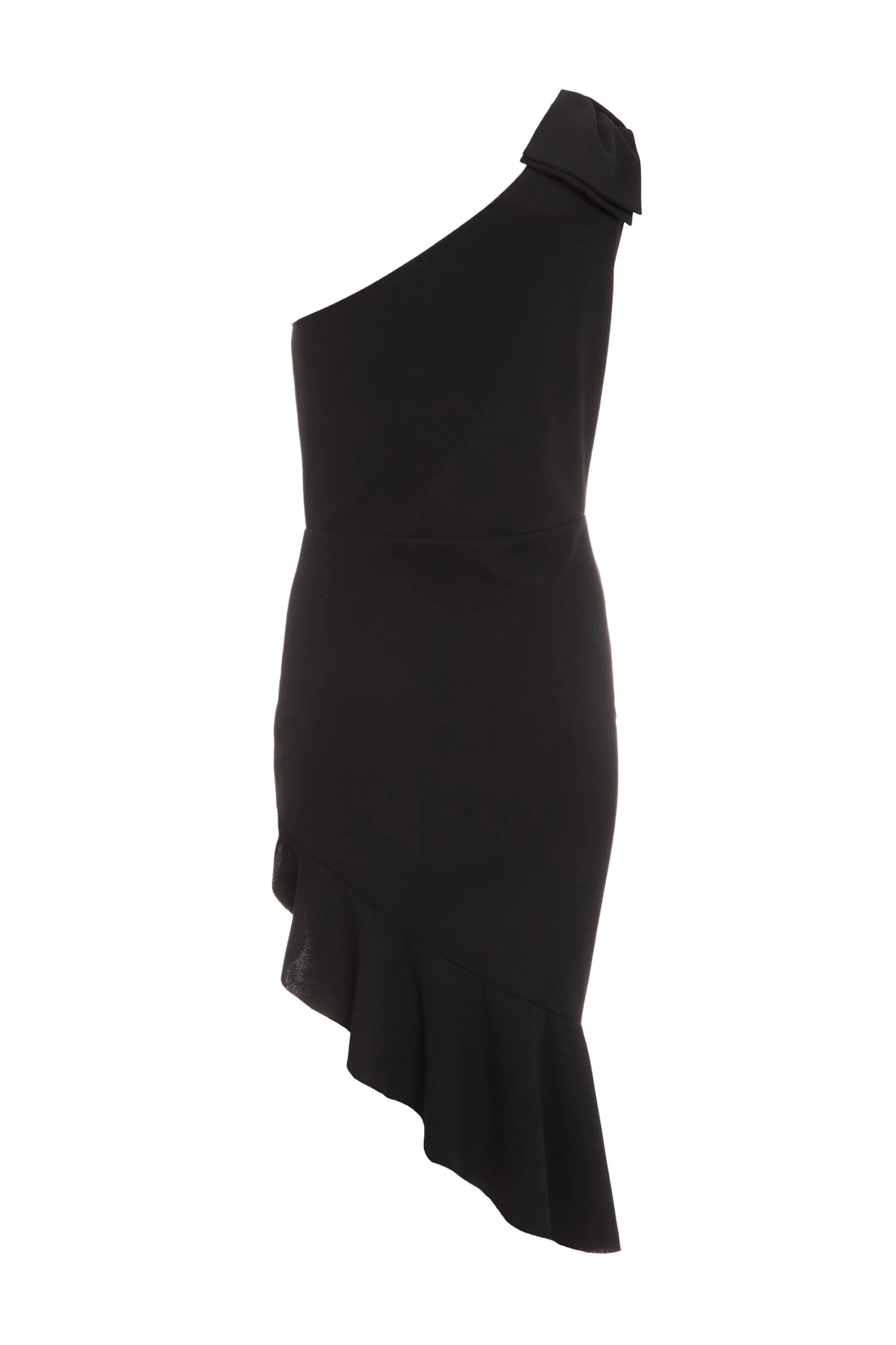 Black One Shoulder Bow Midi Dress 5 Black One Shoulder Bow Midi Dress - Image 5