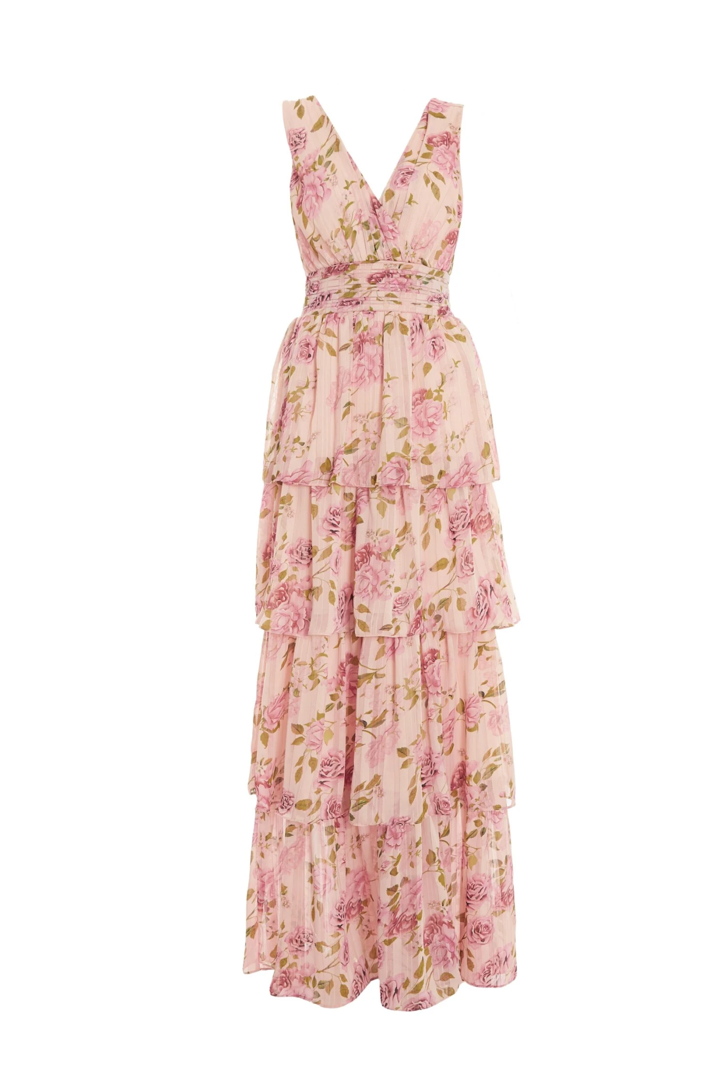 Cream Chiffon Floral Tiered Maxi Dress 1 Cream Chiffon Floral Tiered Maxi Dress