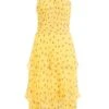 Yellow Chiffon Floral Tiered Midi Dress -Women Clothing Sales Store 00100036348 ZM