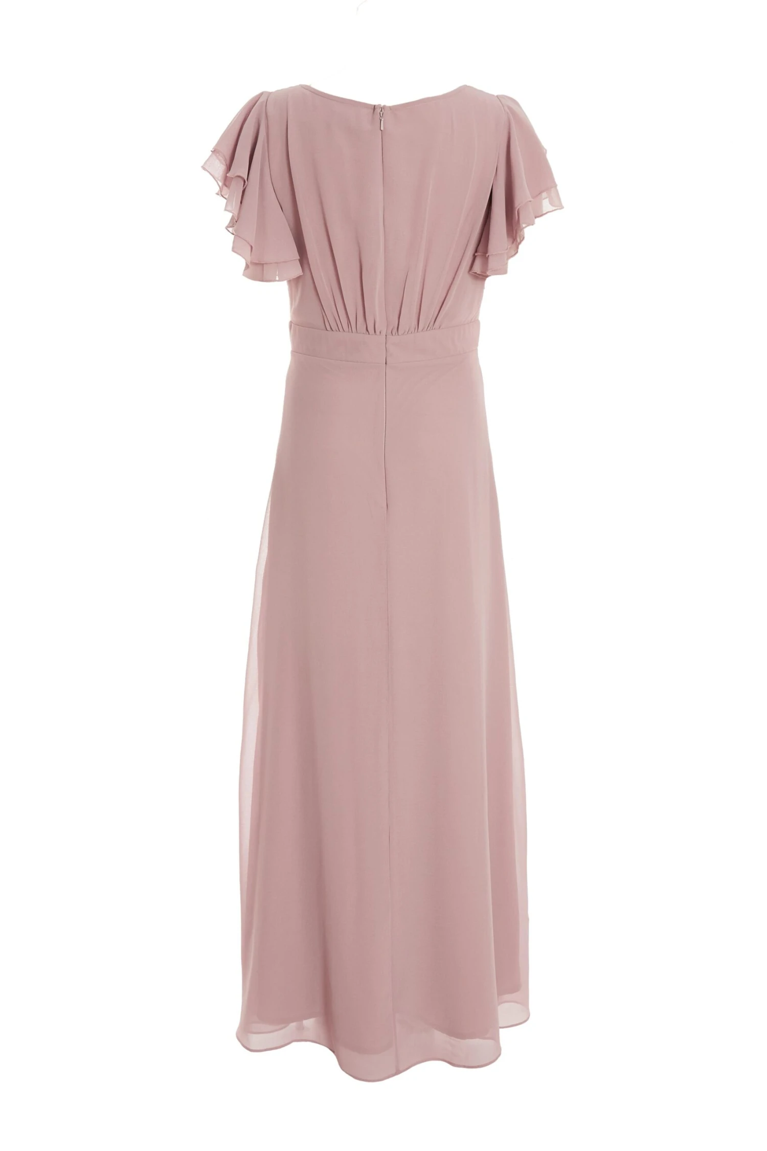 Pink Chiffon Frill Sleeve Maxi Dress 5 Pink Chiffon Frill Sleeve Maxi Dress - Image 5