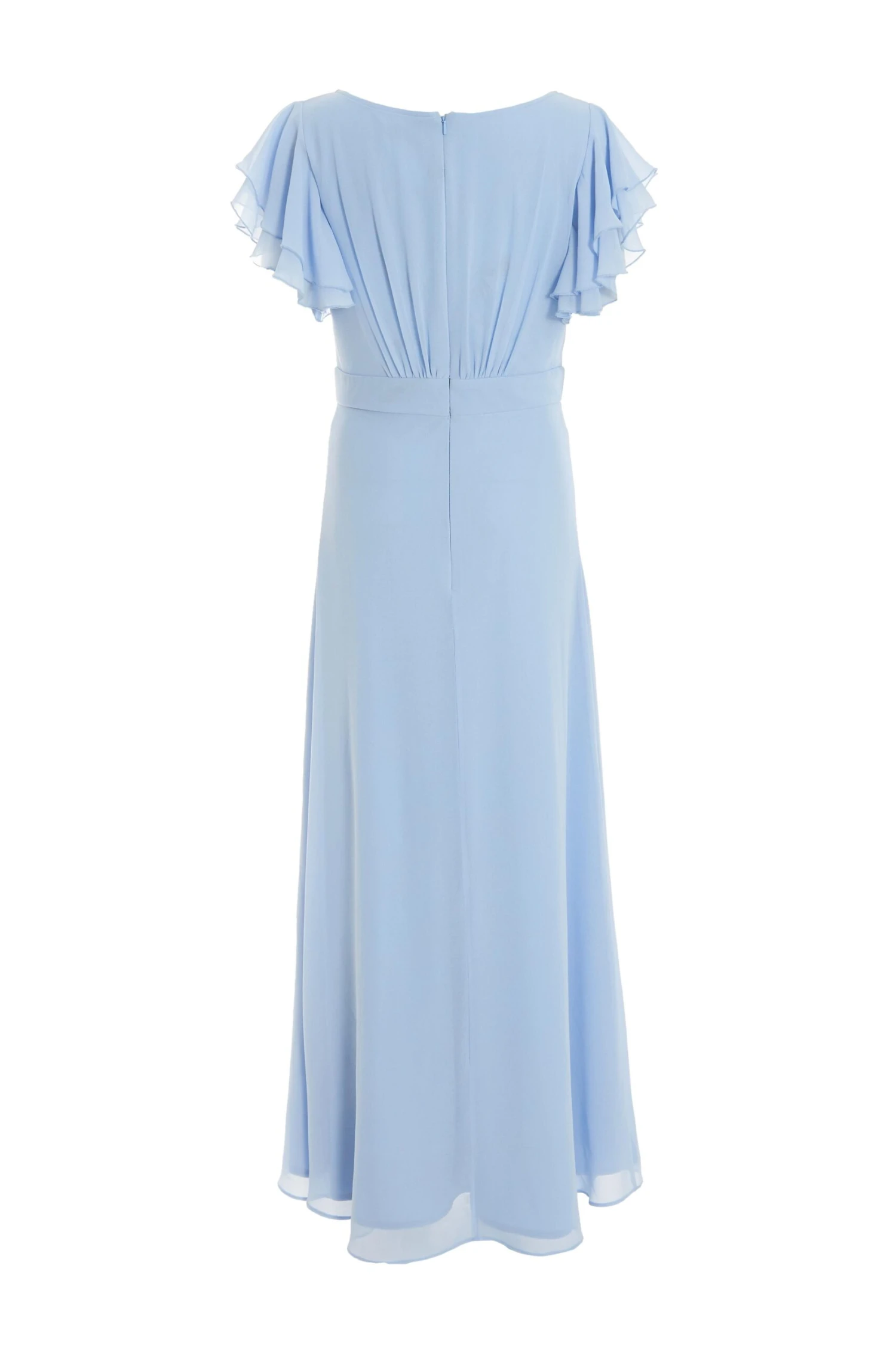 Light Blue Chiffon Frill Sleeve Maxi Dress 5 Light Blue Chiffon Frill Sleeve Maxi Dress - Image 5