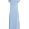 Light Blue Chiffon Frill Sleeve Maxi Dress -Women Clothing Sales Store 00100036350 ZM