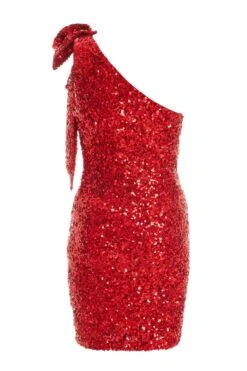 Red Sequin Bow Bodycon Mini Dress 10 Red Sequin Bow Bodycon Mini Dress -Women Clothing Sales Store 00100036356 ZB