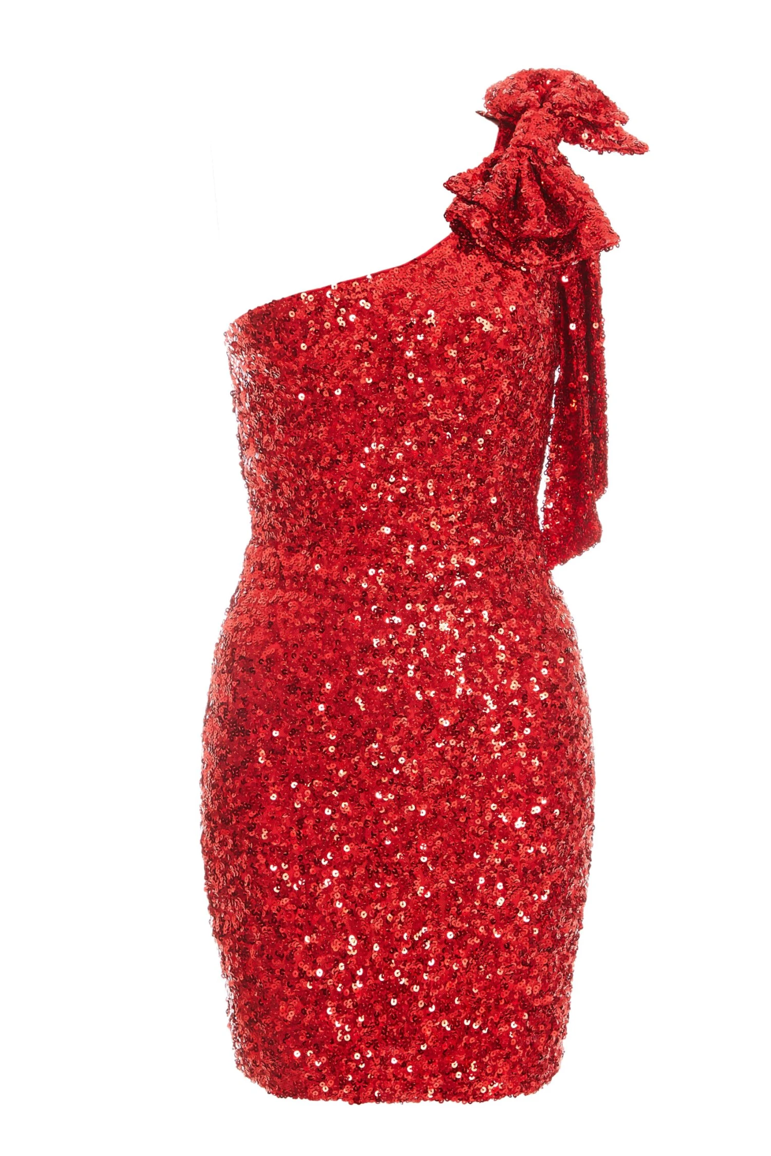 Red Sequin Bow Bodycon Mini Dress 1 Red Sequin Bow Bodycon Mini Dress