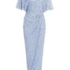 Light Blue Sequin Batwing Maxi Dress 11 Light Blue Sequin Batwing Maxi Dress -Women Clothing Sales Store 00100036357 ZM