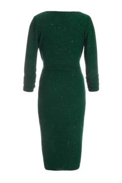Bottle Green Glitter Wrap Tie Midi Dress 10 Bottle Green Glitter Wrap Tie Midi Dress -Women Clothing Sales Store 00100036413 ZB