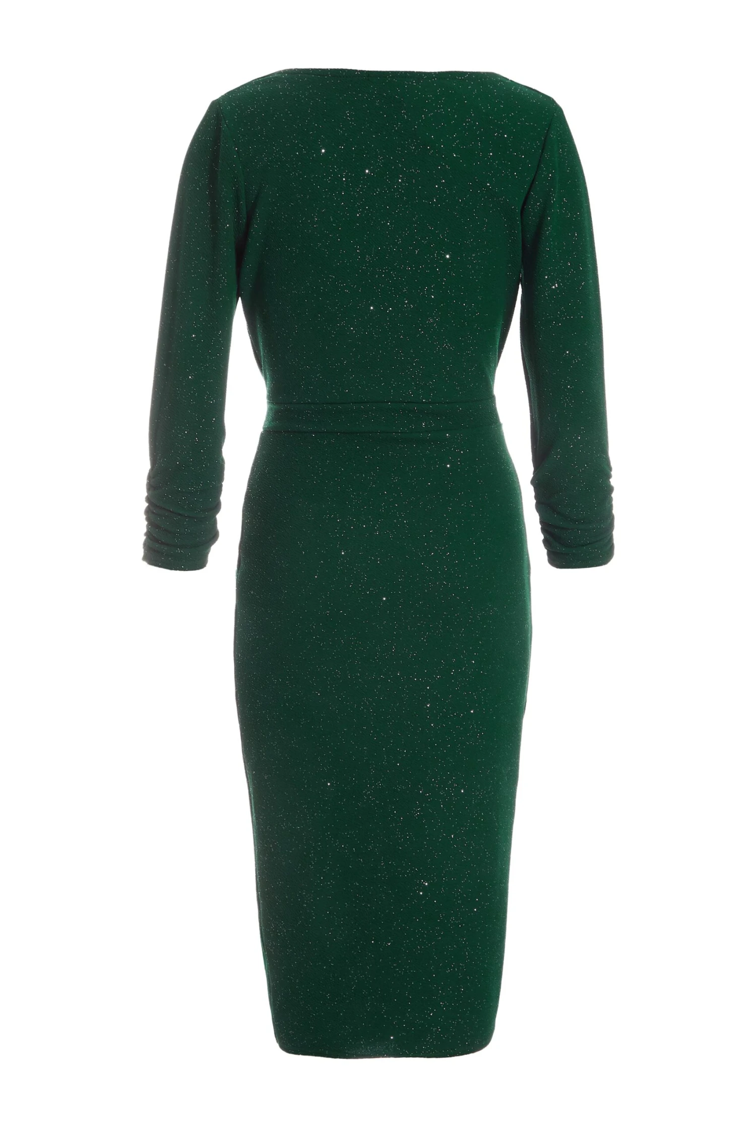 Bottle Green Glitter Wrap Tie Midi Dress 5 Bottle Green Glitter Wrap Tie Midi Dress - Image 5