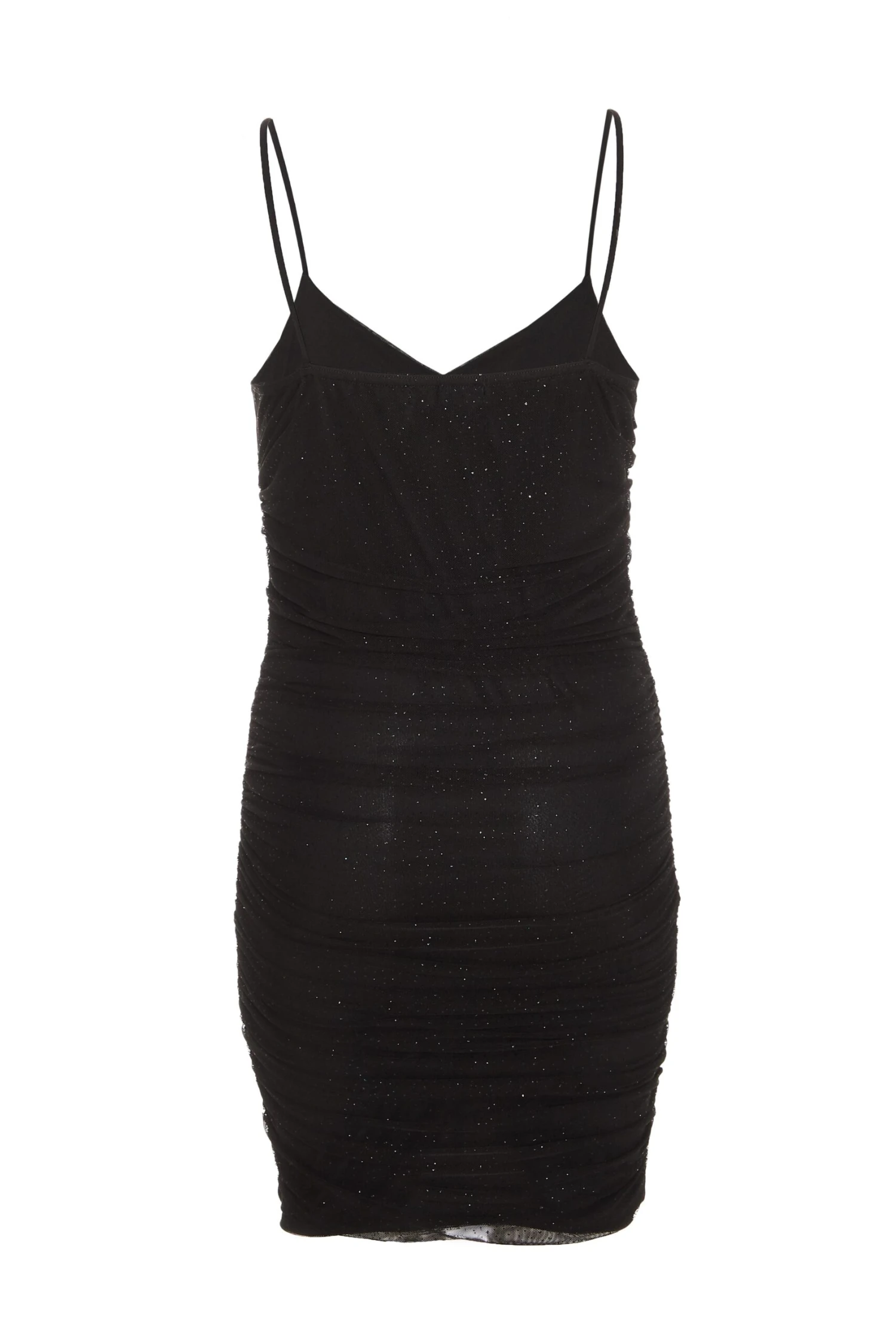 Black Glitter Ruched Bodycon Mini Dress 5 Black Glitter Ruched Bodycon Mini Dress - Image 5
