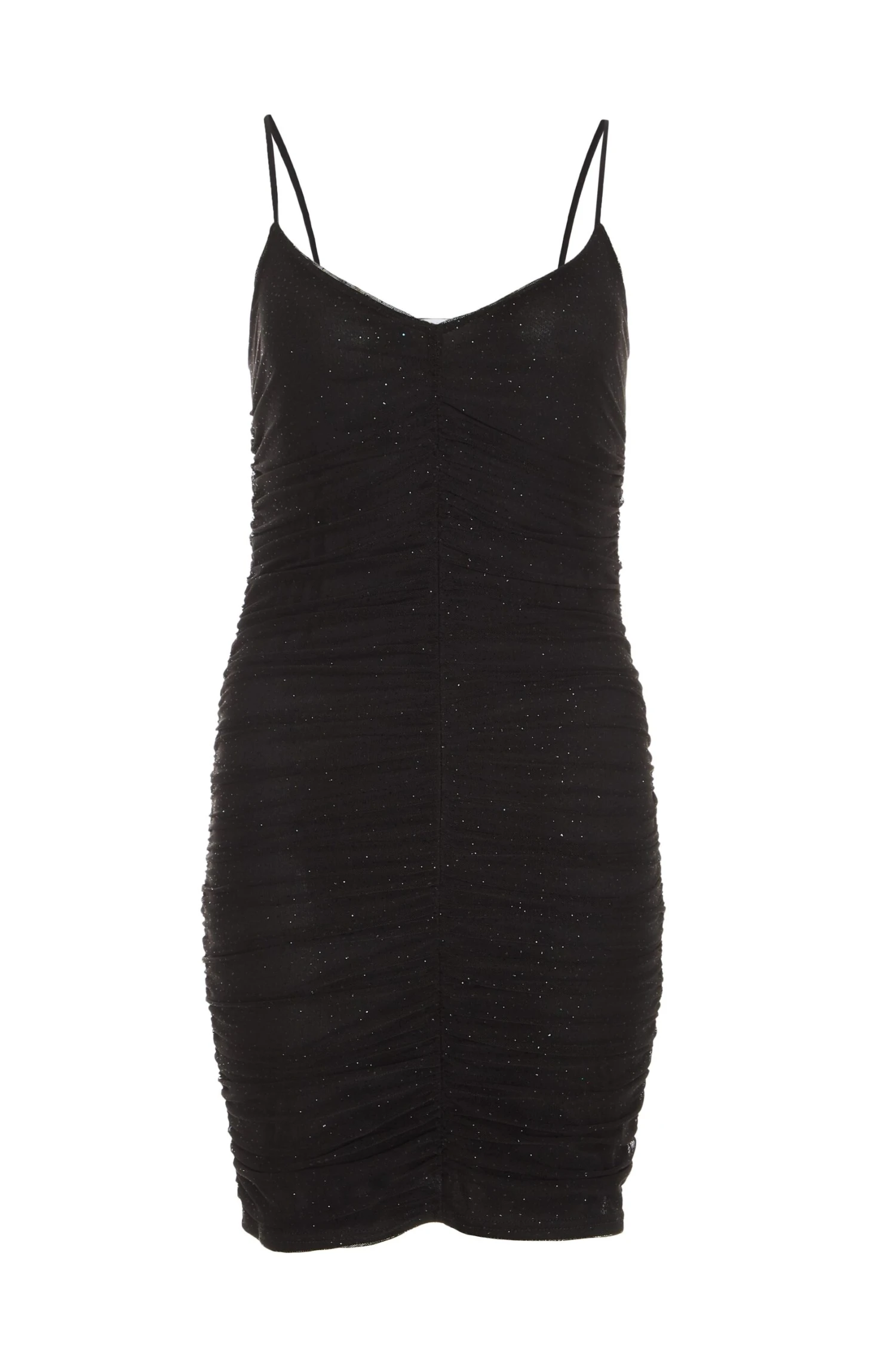 Black Glitter Ruched Bodycon Mini Dress 1 Black Glitter Ruched Bodycon Mini Dress