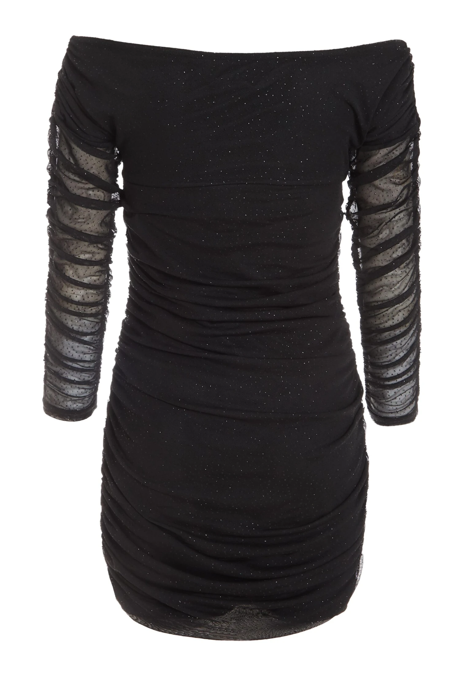 Black Bardot Glitter Ruched Bodycon Mini Dress 5 Black Bardot Glitter Ruched Bodycon Mini Dress - Image 5