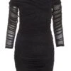 Black Bardot Glitter Ruched Bodycon Mini Dress 12 Black Bardot Glitter Ruched Bodycon Mini Dress -Women Clothing Sales Store 00100036425 ZM