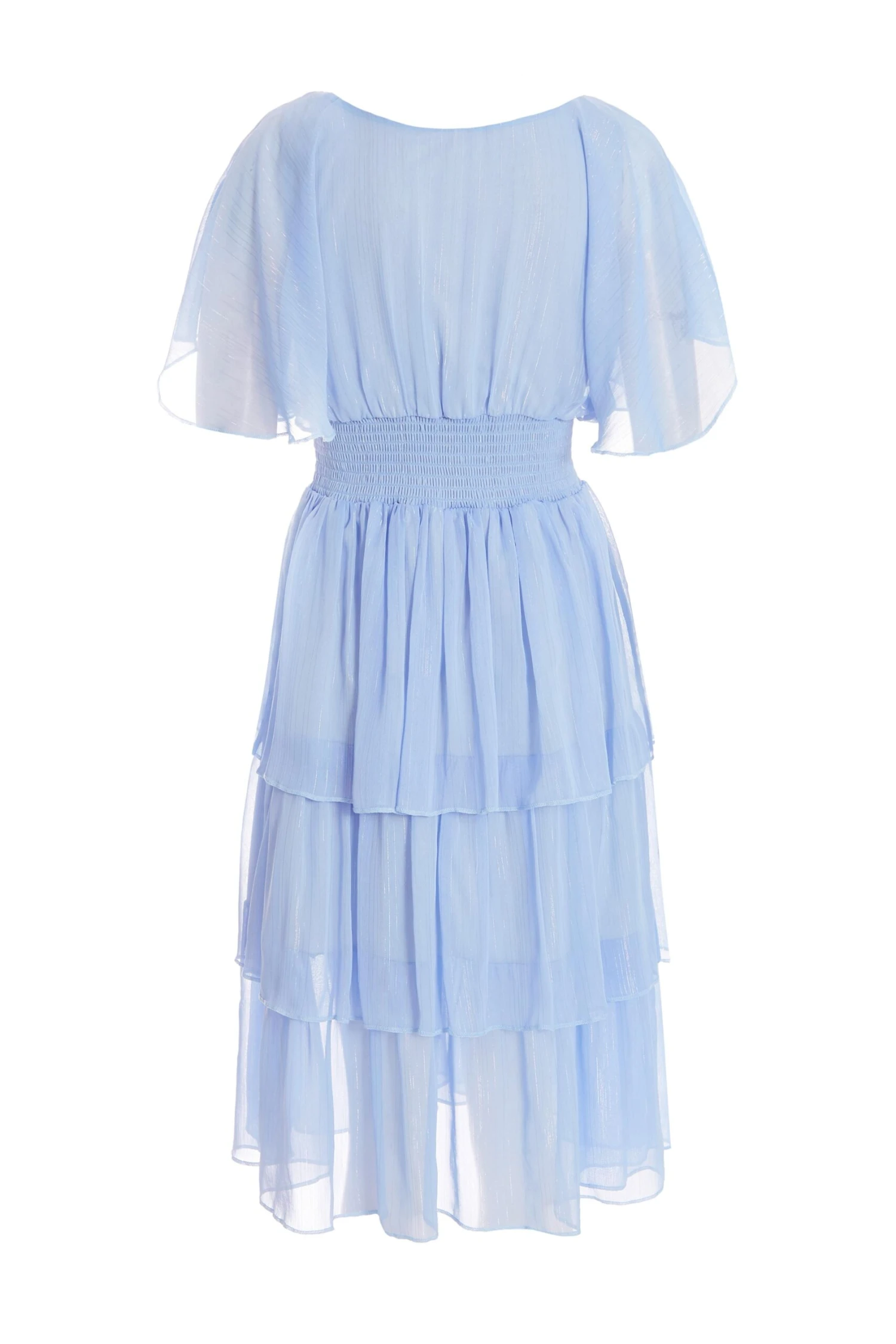 Blue Chiffon Tiered Midi Dress 5 Blue Chiffon Tiered Midi Dress - Image 5