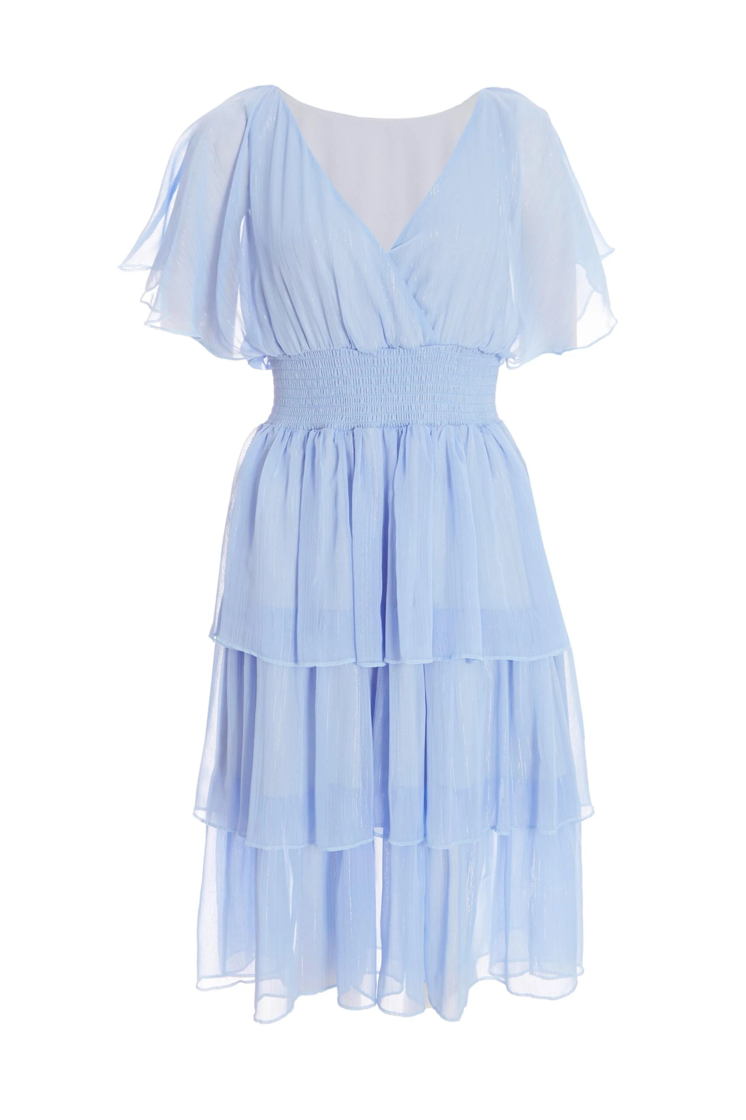 Blue Chiffon Tiered Midi Dress 1 Blue Chiffon Tiered Midi Dress