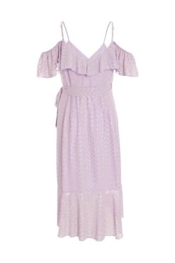 Lilac Chiffon Foil Midi Dress -Women Clothing Sales Store 00100036461 ZB