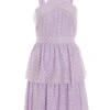 Lilac Chiffon Foil Tiered Mini Dress