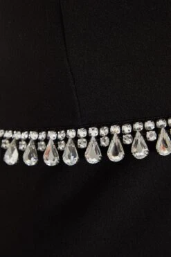 Petite Black Diamante Frill Midi Dress -Women Clothing Sales Store 00100036482 ZS