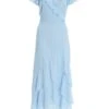 Light Blue Chiffon Frill Maxi Dress 12 Light Blue Chiffon Frill Maxi Dress -Women Clothing Sales Store 00100036489 ZM