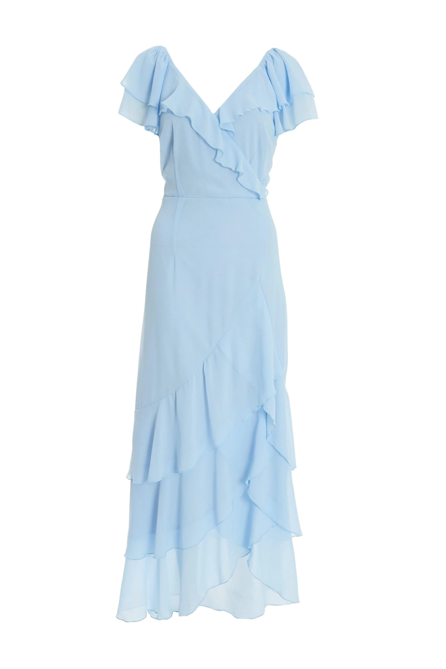 Light Blue Chiffon Frill Maxi Dress 1 Light Blue Chiffon Frill Maxi Dress