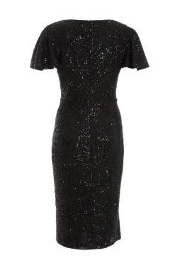 Black Sequin Wrap Midi Dress 10 Black Sequin Wrap Midi Dress -Women Clothing Sales Store 00100036495 ZB