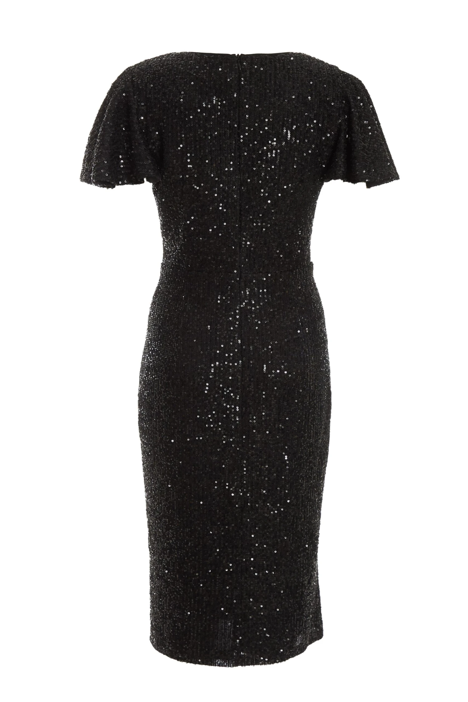 Black Sequin Wrap Midi Dress 5 Black Sequin Wrap Midi Dress - Image 5