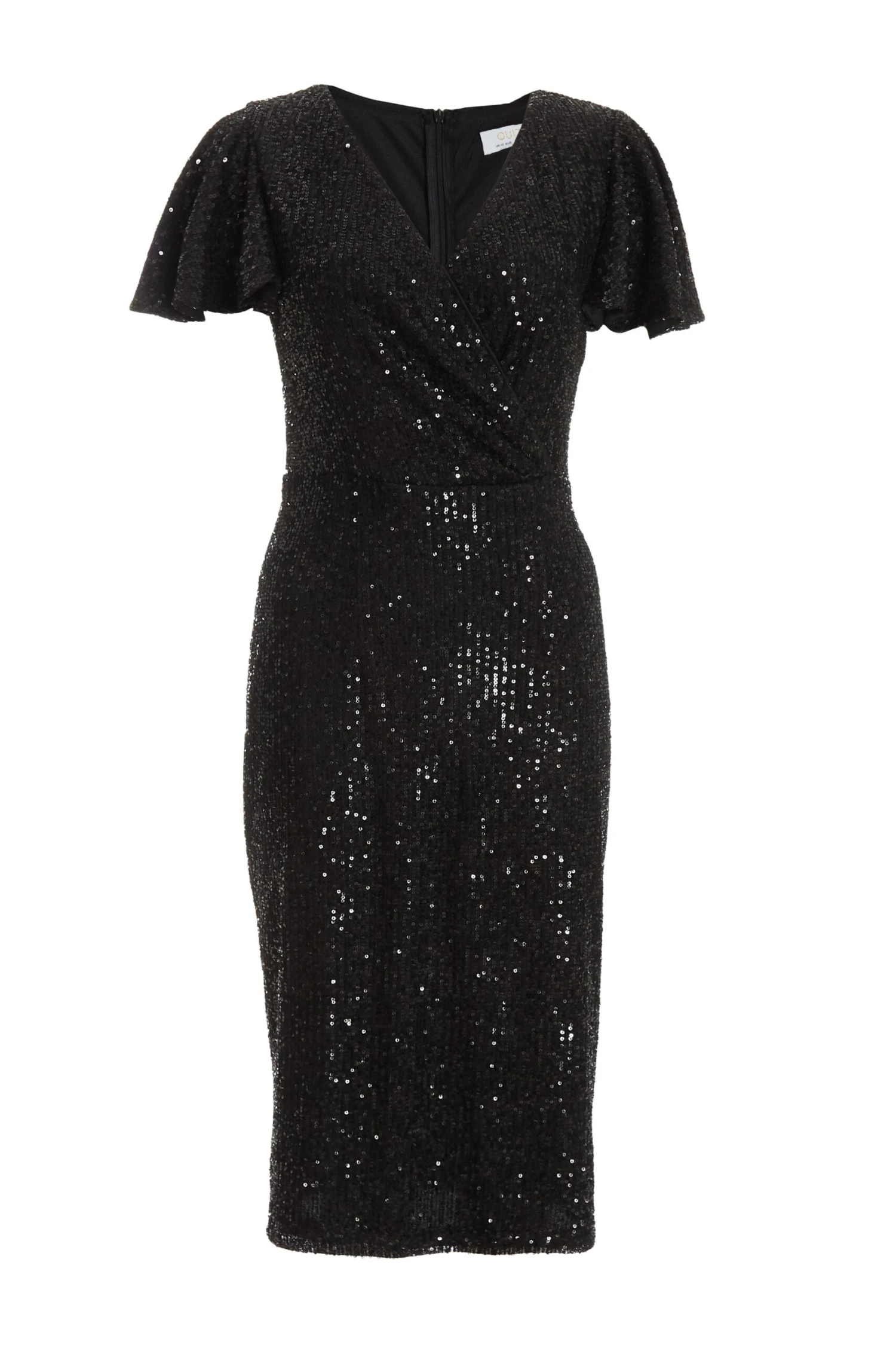 Black Sequin Wrap Midi Dress 1 Black Sequin Wrap Midi Dress