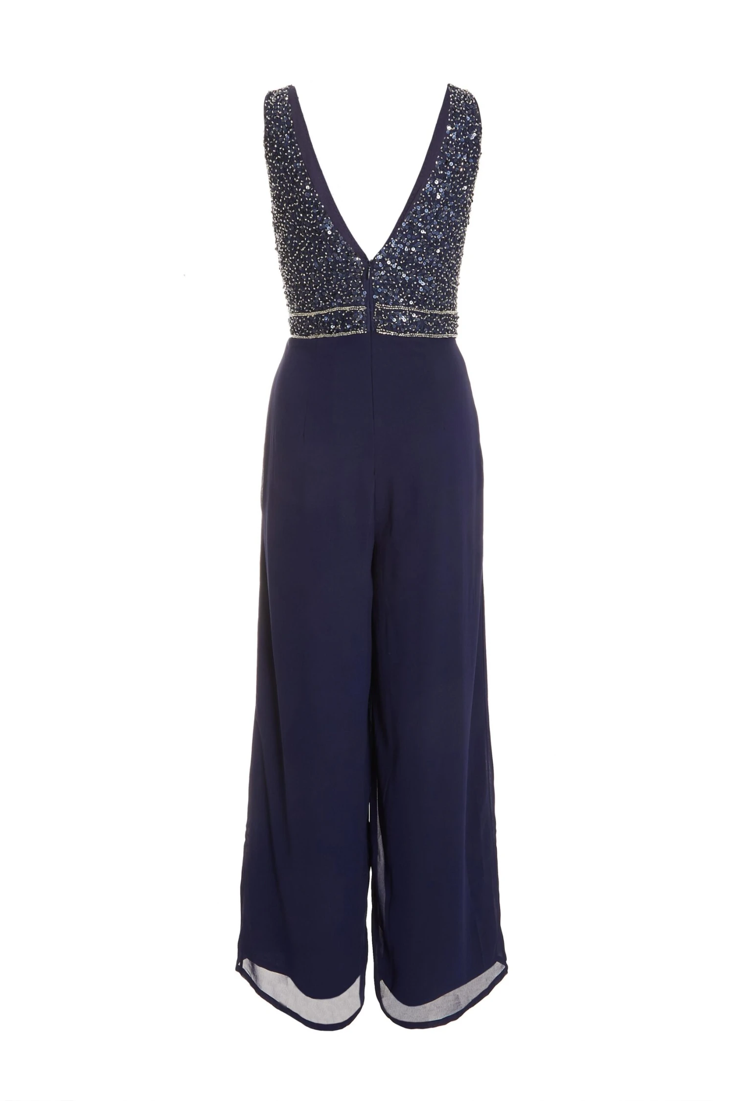 Petite Navy Sequin Wrap Palazzo Jumpsuit 5 Petite Navy Sequin Wrap Palazzo Jumpsuit - Image 5