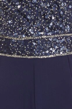 Petite Navy Sequin Wrap Palazzo Jumpsuit 11 Petite Navy Sequin Wrap Palazzo Jumpsuit -Women Clothing Sales Store 00100036498 ZS