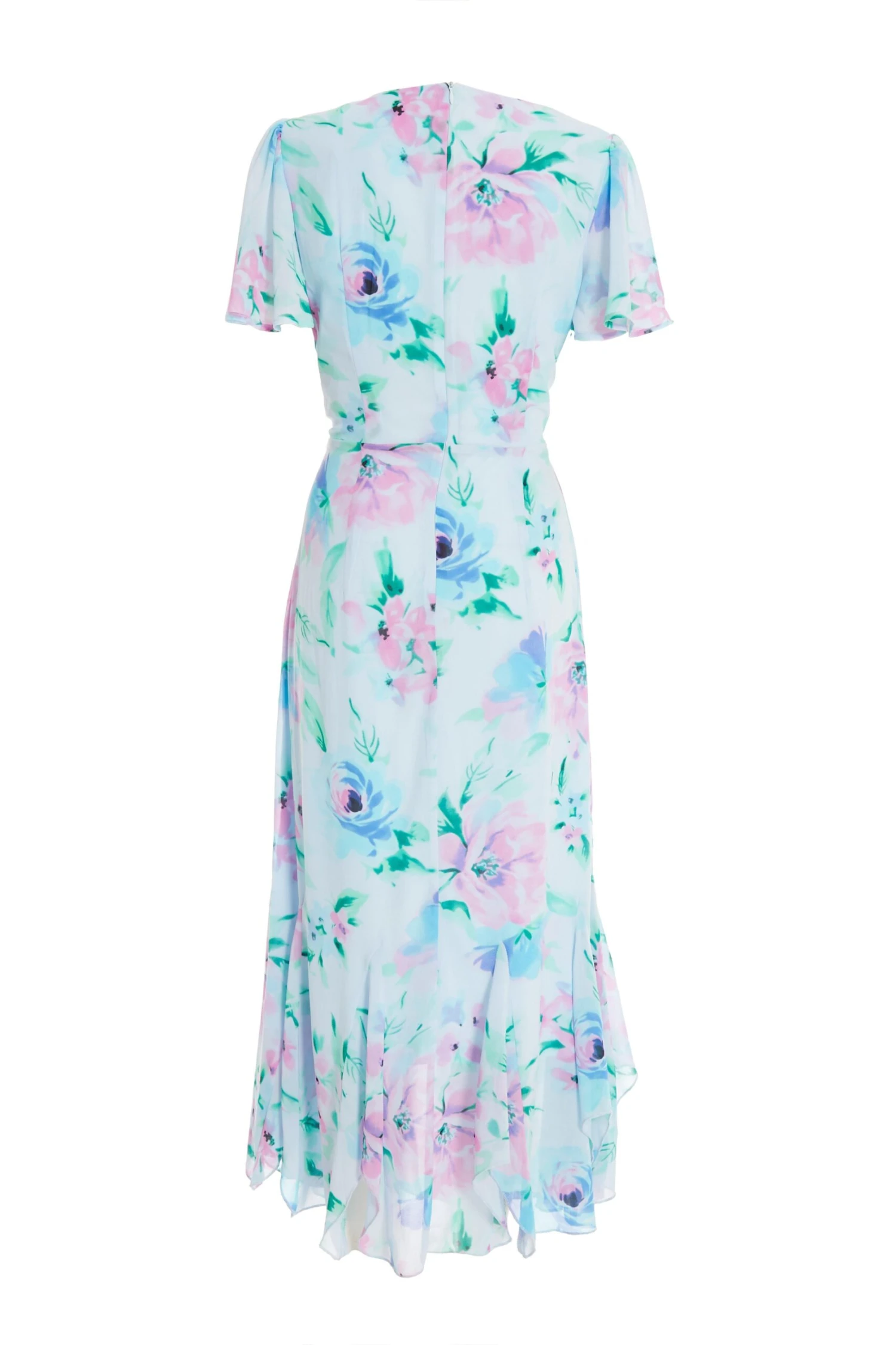 Light Blue Chiffon Floral Midaxi Dress 5 Light Blue Chiffon Floral Midaxi Dress - Image 5