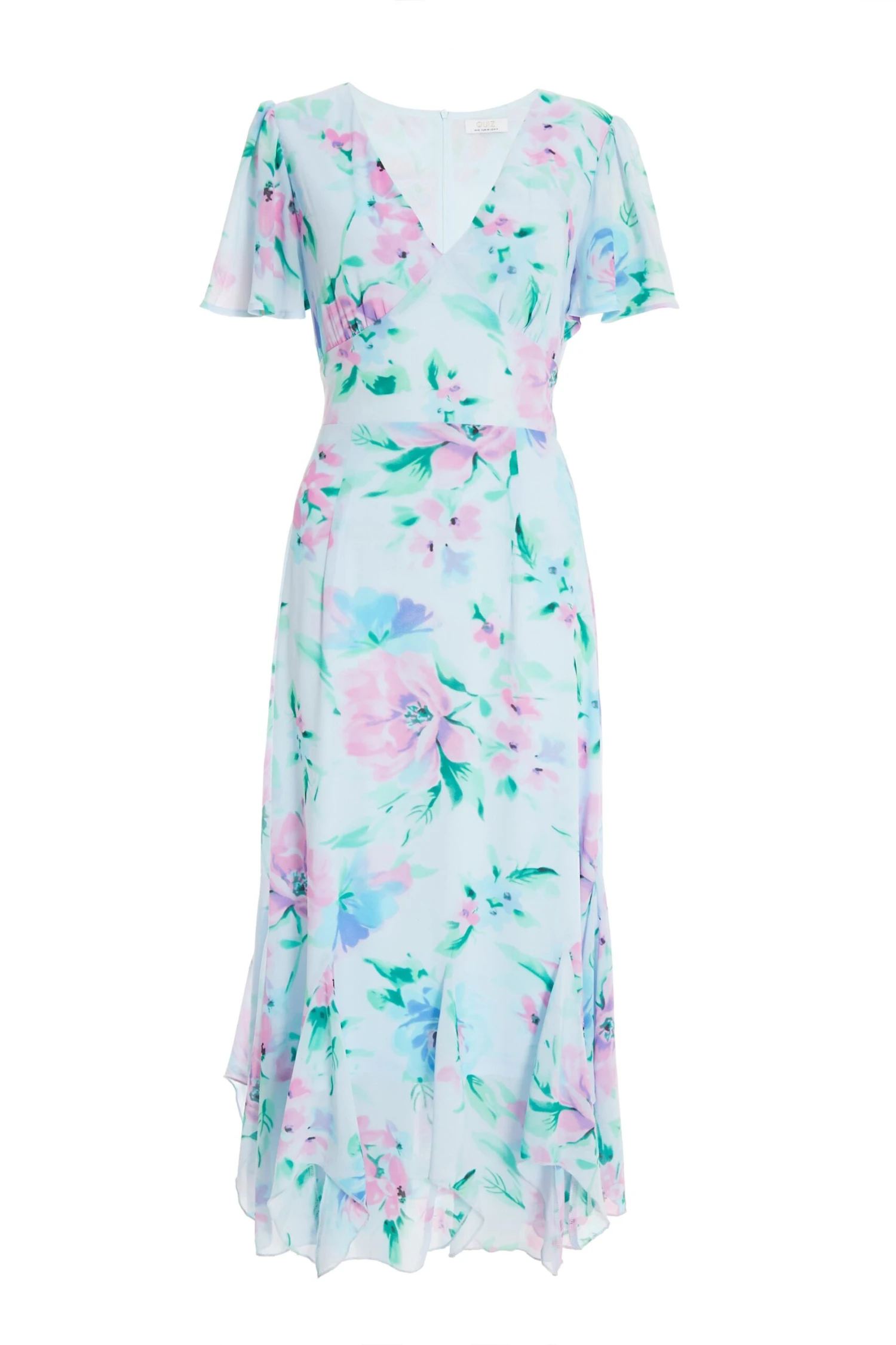 Light Blue Chiffon Floral Midaxi Dress 1 Light Blue Chiffon Floral Midaxi Dress