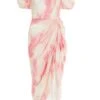 Pink Brush Stroke Midi Dress 12 Pink Brush Stroke Midi Dress -Women Clothing Sales Store 00100036521 ZM
