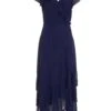 Petite Navy Chiffon Frill Maxi Dress