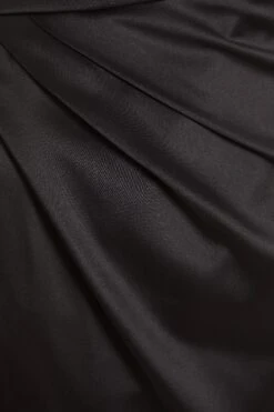 Black Satin One Shoulder Midi Dress -Women Clothing Sales Store 00100036593 ZS
