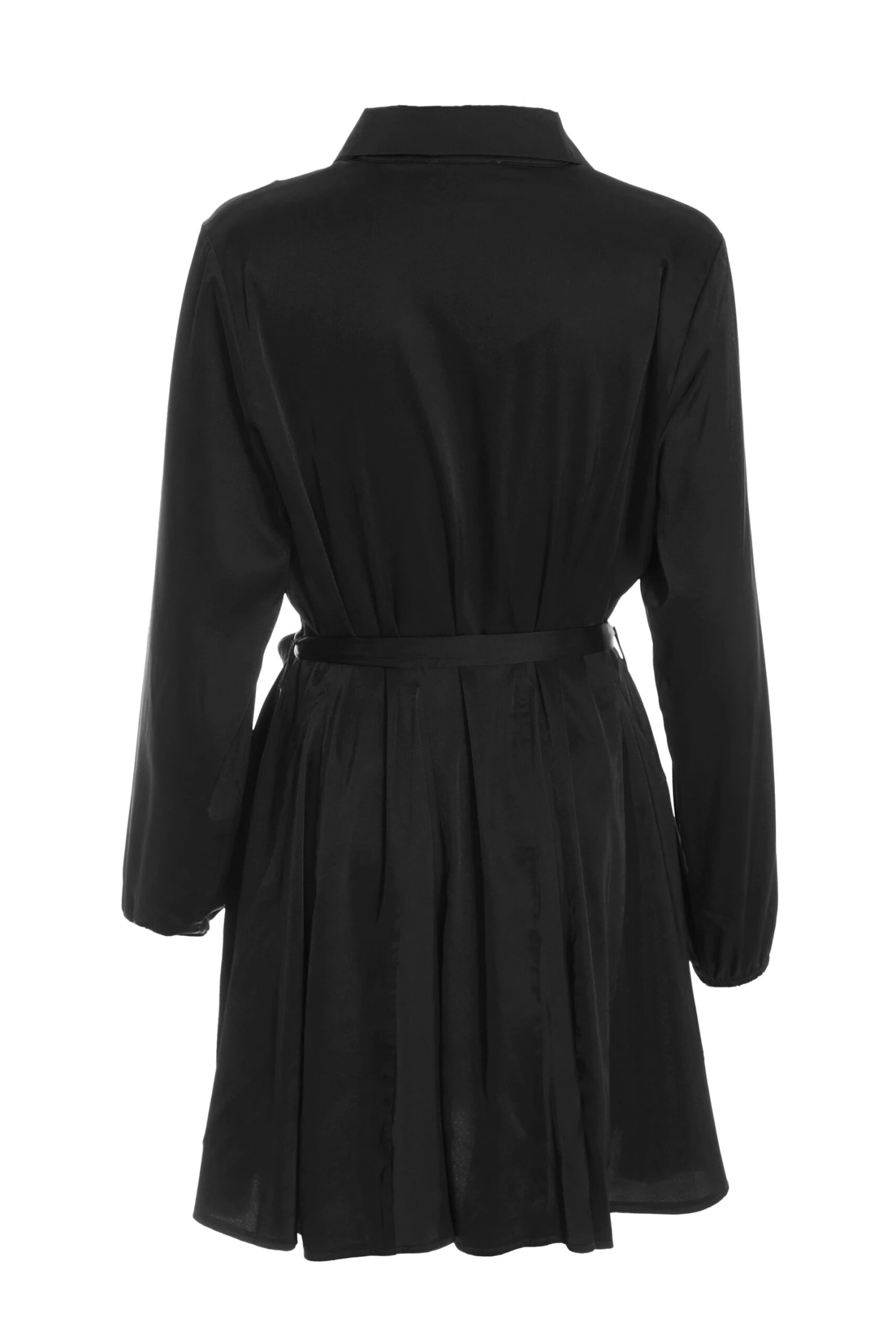 Black Satin Diamante Shirt Mini Dress 5 Black Satin Diamante Shirt Mini Dress - Image 5