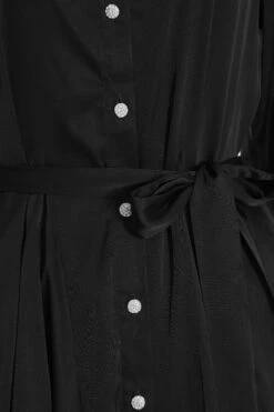 Black Satin Diamante Shirt Mini Dress 11 Black Satin Diamante Shirt Mini Dress -Women Clothing Sales Store 00100036627 ZS
