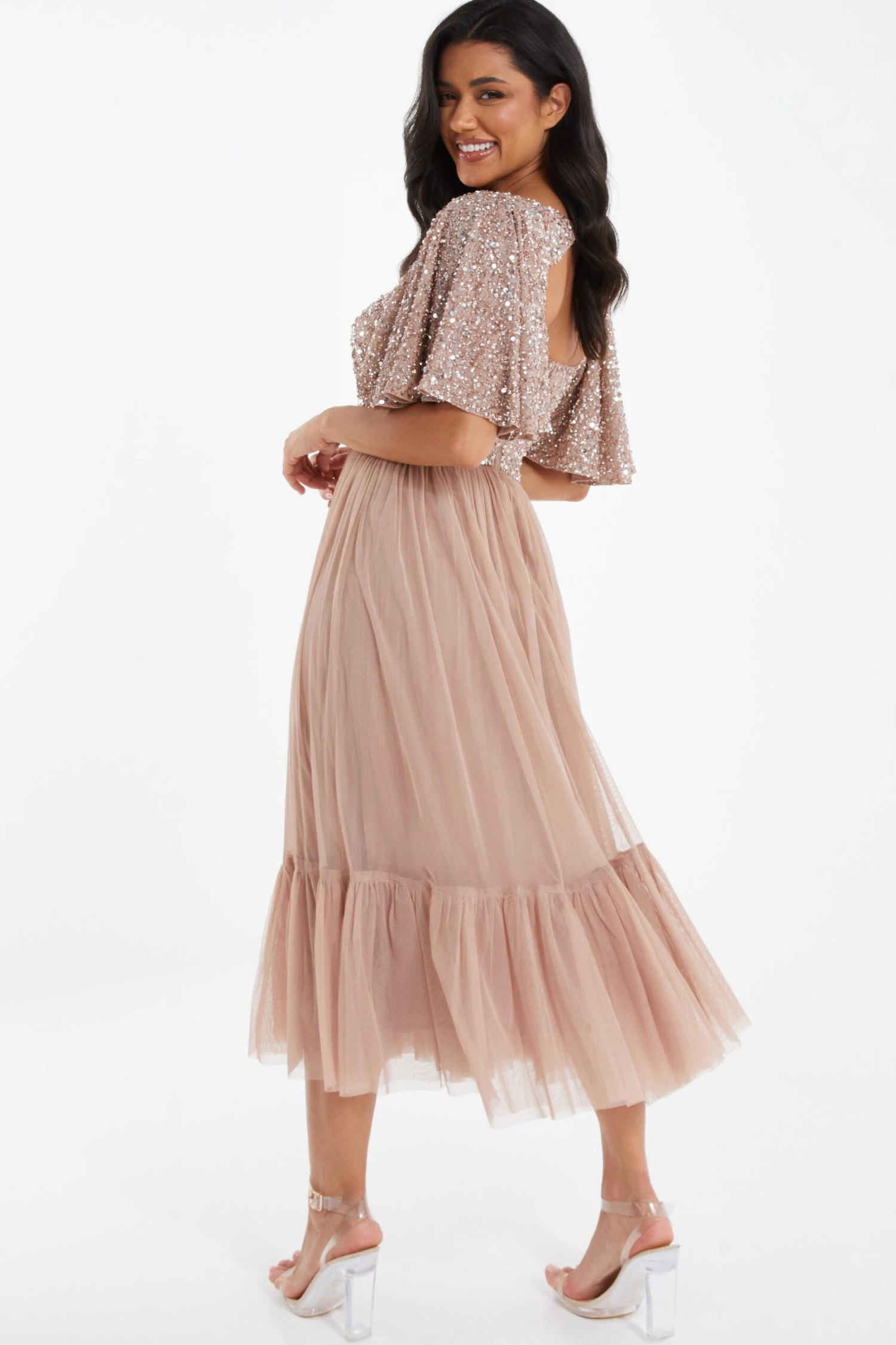 Rose Gold Sequin Midi Dress 3 Rose Gold Sequin Midi Dress - Image 3