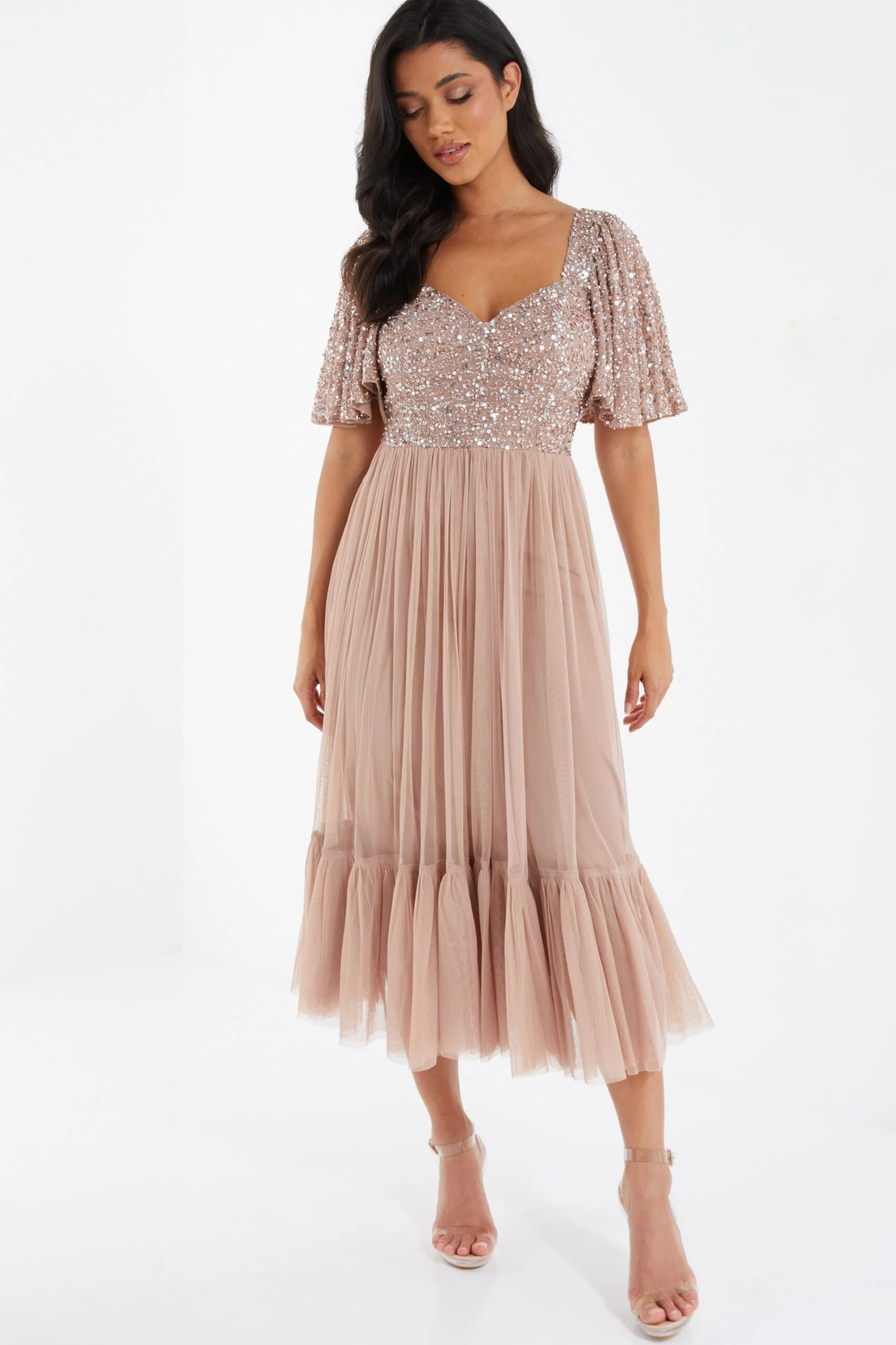 Rose Gold Sequin Midi Dress 2 Rose Gold Sequin Midi Dress - Image 2