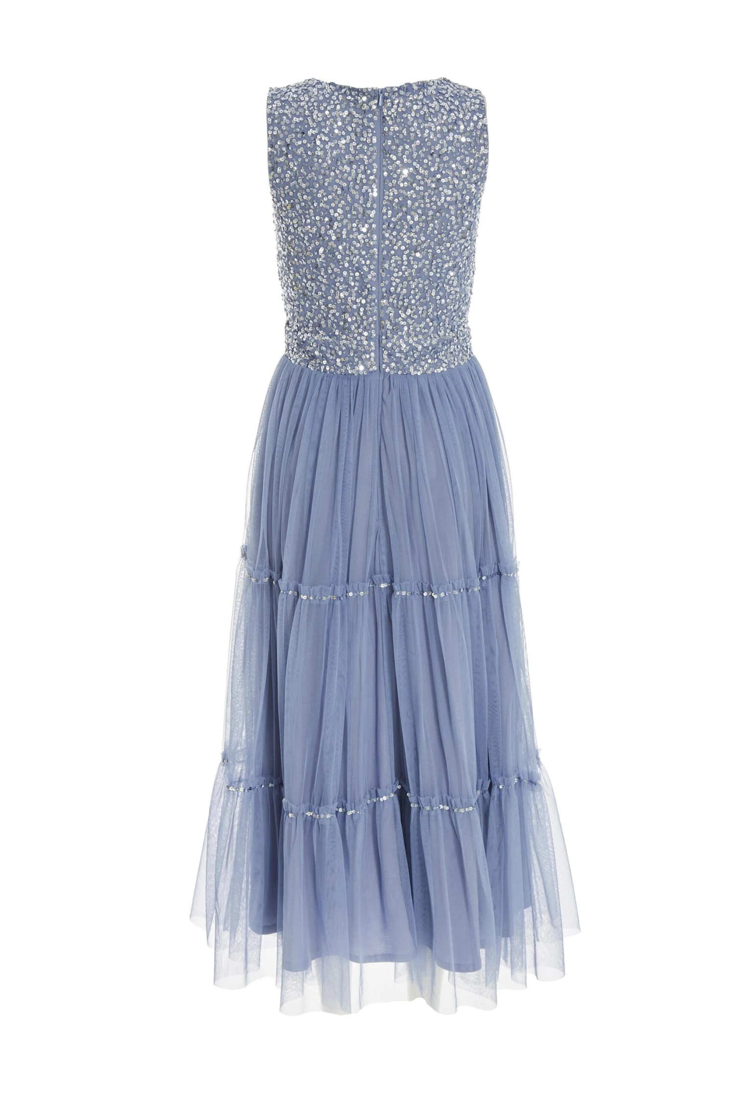 Blue Sequin Tulle Midi Dress 5 Blue Sequin Tulle Midi Dress - Image 5
