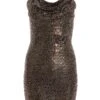 Gold Sequin Cowl Neck Mini Dress 13 Gold Sequin Cowl Neck Mini Dress -Women Clothing Sales Store 00100036649 ZM