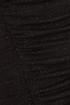 Black Sequin Mesh Ruched Midi Dress -Women Clothing Sales Store 00100036665 ZS