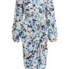 Blue Smudge Print Ruched Midi Dress 12 Blue Smudge Print Ruched Midi Dress -Women Clothing Sales Store 00100036685 ZM